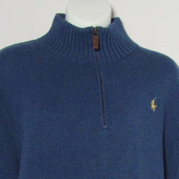 Ralph Lauren Blue Quarter Zip Sweater POLO Player - Picture 2 of 5